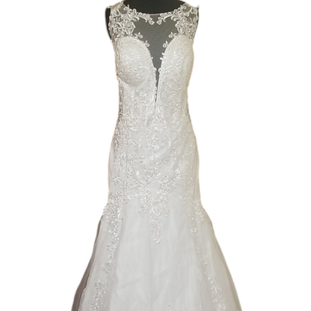 Elegant White Lace Bridal Gown Fit & Flare Mermaid Wedding Dress Plus - Size 18